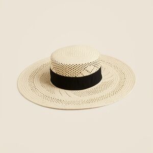 J.Crew Wide-brim boater hat with ribbon CI085